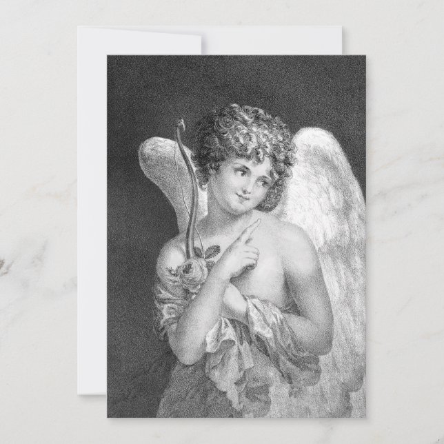 Vintage Cupid Romantique Mariage Invitations (Devant)
