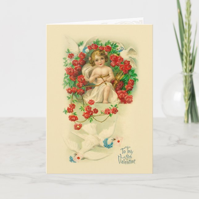 Vintage Cupid Valentine Card Feiertagskarte (Vorderseite)