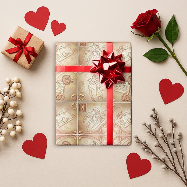 Vintage-Cupid-Valentinsgeschenk Geschenkpapier (Von Creator hochgeladen)
