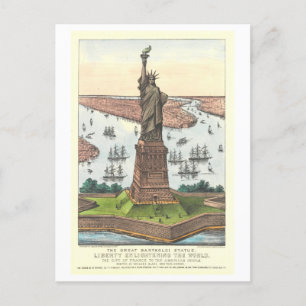 Vintage Currier & Ives Statue of Liberty Druck Postkarte