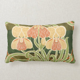 Vintage Curvy Blumenkunst Nouveau Lendenkissen