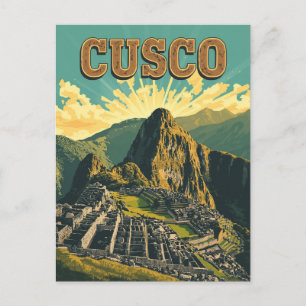 Vintage Cusco Peru Reiseplakat Ruinen Postkarte
