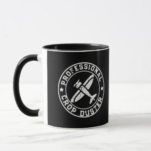Vintage Custom Crop Duster Flugzeug Weiße Schrift Tasse