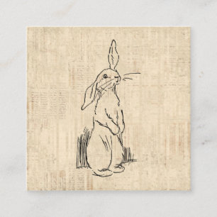 Vintage Cute Bunny Rabbit Art Script Background Begleitkarte