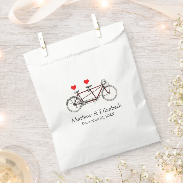 Vintage Cute Tandem Bicycle Custom Wedding Geschenktütchen (Ausgeschnitten)