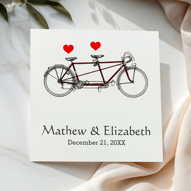 Vintage Cute Tandem Bicycle Custom Wedding Serviette (Von Creator hochgeladen)