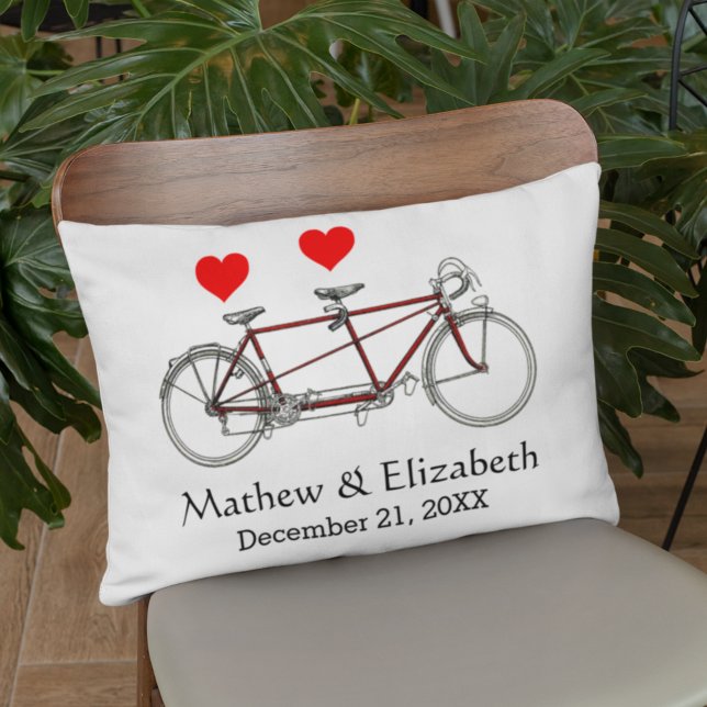 Vintage Cute Tandem Bicycle Custom Wedding Zierkissen (Von Creator hochgeladen)