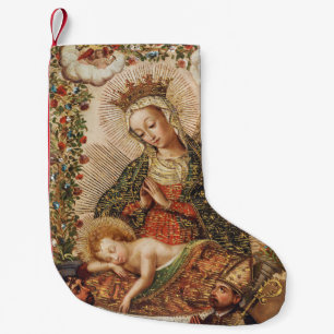 Vintage Cuzco-Schule Madonna mit dem Jesuskind Kleiner Weihnachtsstrumpf
