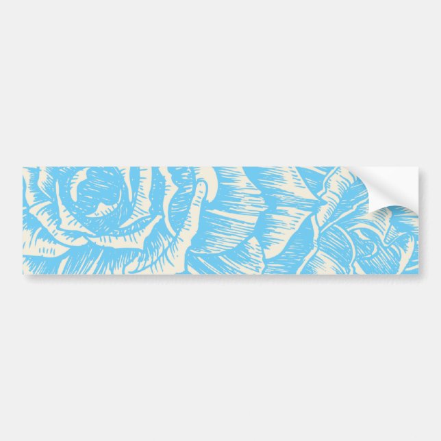 Vintage cyan blaue Rose Blumenkraut Autoaufkleber (Vorne)