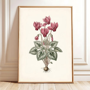 Vintage Cyclamen Boho Botanical Leinwanddruck Poster