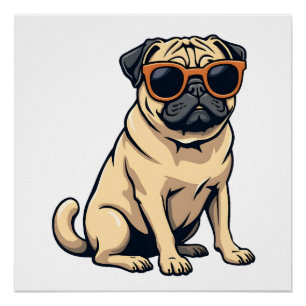Vintage Dabbing Mops mit Sonnenbrille Lustiger Hun Poster