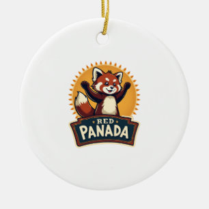 Vintage Dabbing Roter Panda Retro Tier Grafik 2 Keramik Ornament