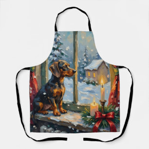 Vintage-Dachshund an einem gemütlichen Weihnachtsf Schürze