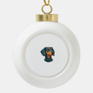 Vintage-Dachshund-Porträtkunst Retro-Hundeillustra Keramik Kugel-Ornament