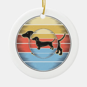 Vintage Dachshund Retro Sonnenuntergang Hund Shirt Keramik Ornament