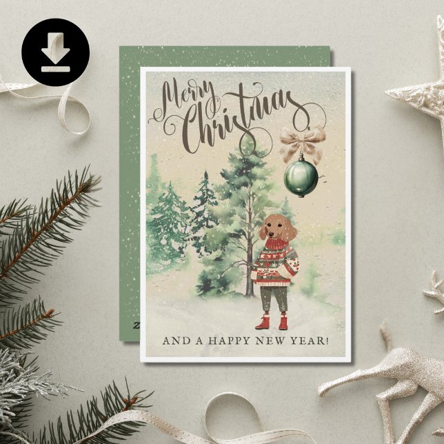 Vintage Dackel Feiertagskarte (Von Creator hochgeladen)