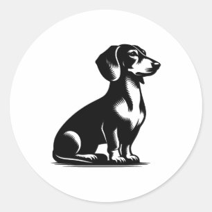 Vintage Dackel für klassische Jagdhunde Zeichnend  Runder Aufkleber