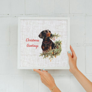 Vintage Dackel Hund Rustikale Weihnachtsgrüße Poster