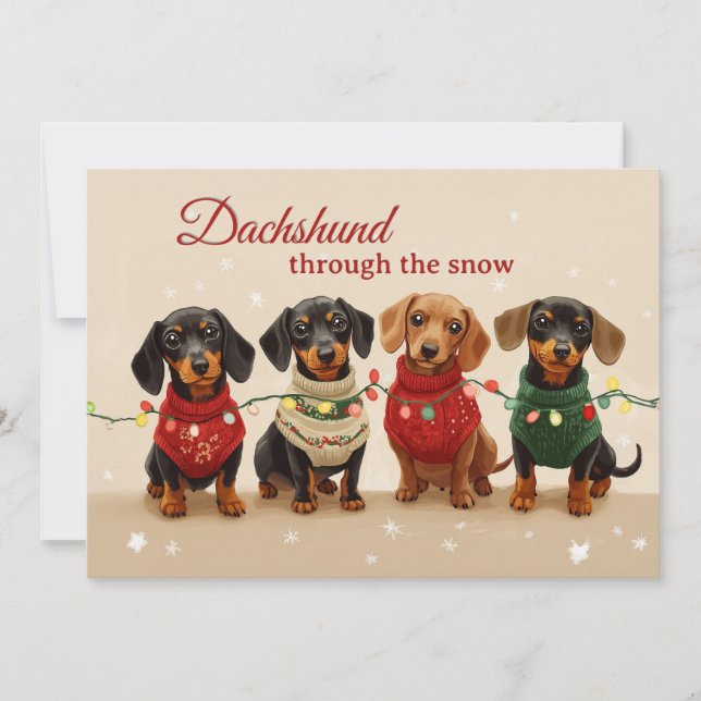 Vintage Dackel Hunde frohe Weihnachten (Vorderseite)