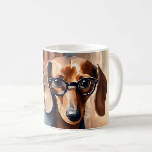 Vintage Dackel in der alten Bibliothek Kaffeetasse