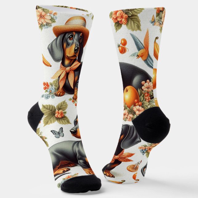 Vintage Dackel nahtlos Socken (Gewinkelt)