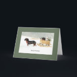 Vintage Dackel Welpen & Kätzchen Weihnachtskarte Feiertagskarte<br><div class="desc">Retro / Vintage Christmas greeting card. Bezaubernde Dachshund pulling a sled of kittens and a puppy! Merry Christmas!</div>