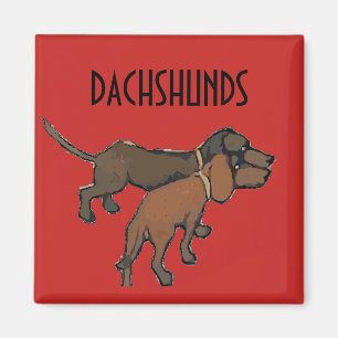 Vintage Dackeln, Text hinzufügen Magnet