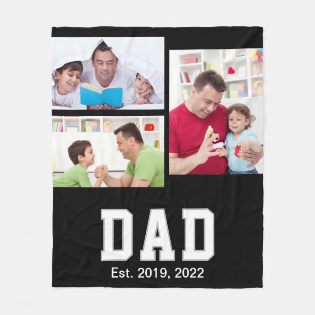 Vintage Dad Established Geschenk Text 3 Foto  Fleecedecke (Vorderseite)