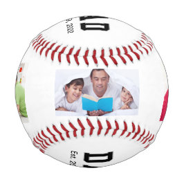 Vintage Dad Established Text 3 Photo Gift Baseball