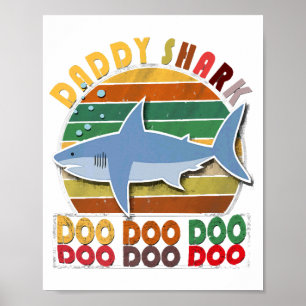 Vintage Daddy Shark Vatertag Poster