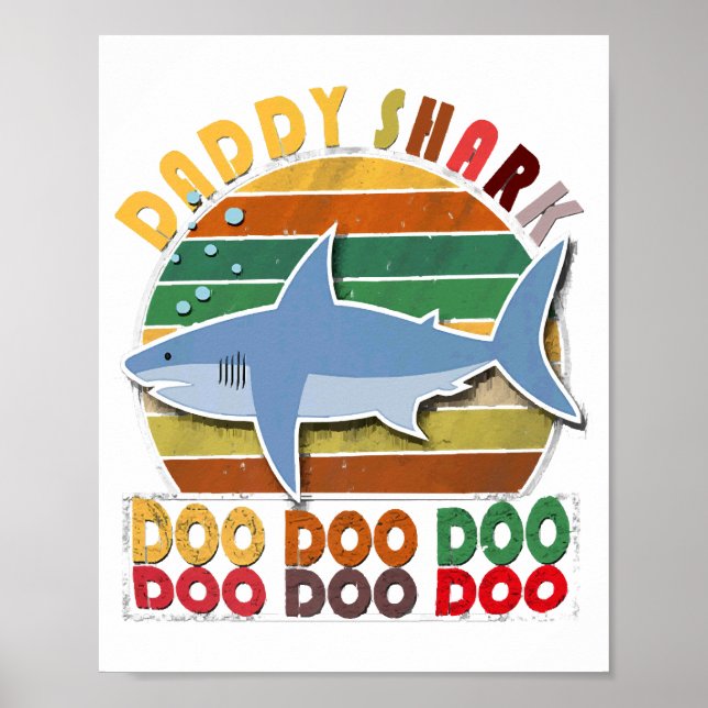 Vintage Daddy Shark Vatertag Poster (Vorne)
