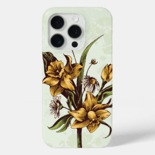 Vintage Daffodien mit Milchprodukten auf Grün Case-Mate iPhone Hülle