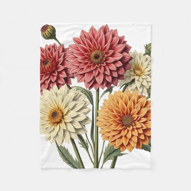 Vintage Dahlia Fleecedecke (Vorderseite)