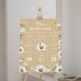 Vintage Daisy Bee Erste Geburtstags-Meilenstein-Ze Poster