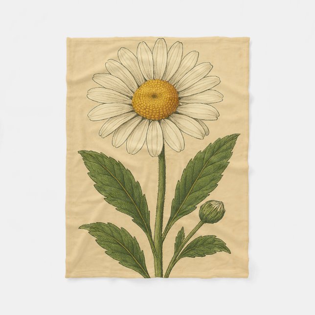 Vintage Daisy on Weathered Paper Fleecedecke (Vorderseite)