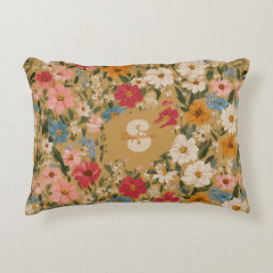 Vintage Daisy Pattern - Mustard Dekokissen