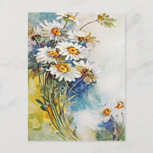 Vintage Daisy Watercolor Art Postkarte