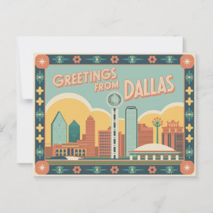 Vintage Dallas-Postkarte Grüße aus Dallas Postkarte