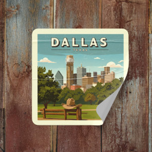 Vintage Dallas Texas Quadratischer Aufkleber