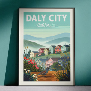 Vintage Daly City Kalifornien Poster