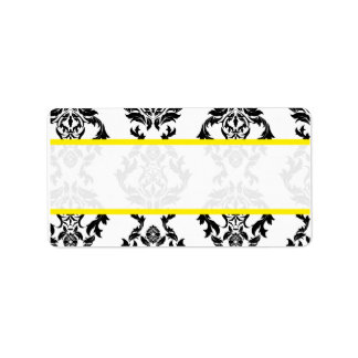Vintage Damas noir blanc jaune Étiquettes de messa