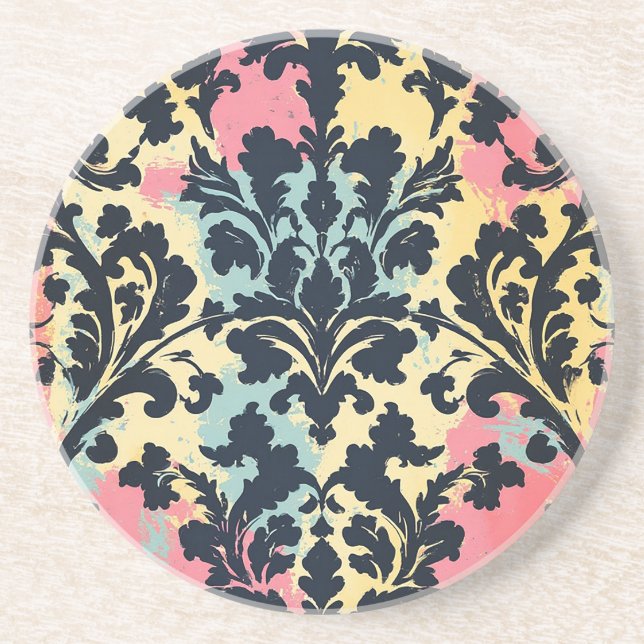 Vintage-Damask-Blütenmuster Getränkeuntersetzer (Vorne)