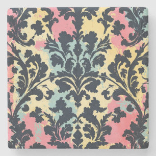 Vintage-Damask-Blütenmuster Steinuntersetzer