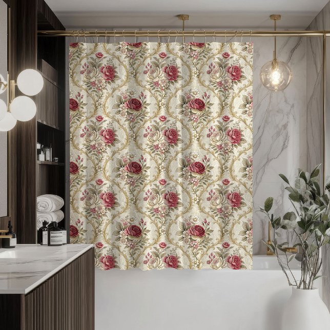 Vintage Damask Curtain Pastel Bathroom Elegance Duschvorhang (Vintage Damask Curtain Pastel Bathroom Elegance)