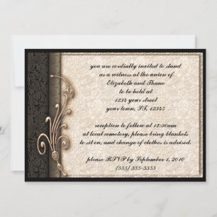 Vintage Damask Elegant Goth Faire-part de mariage