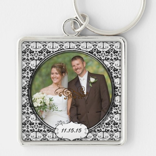 Vintage Damask-Foto-Schlüsselkette Schlüsselanhänger (Vorne)