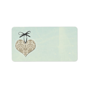 Vintage Damask Herzminze Hochzeitslehre Adressaufkleber