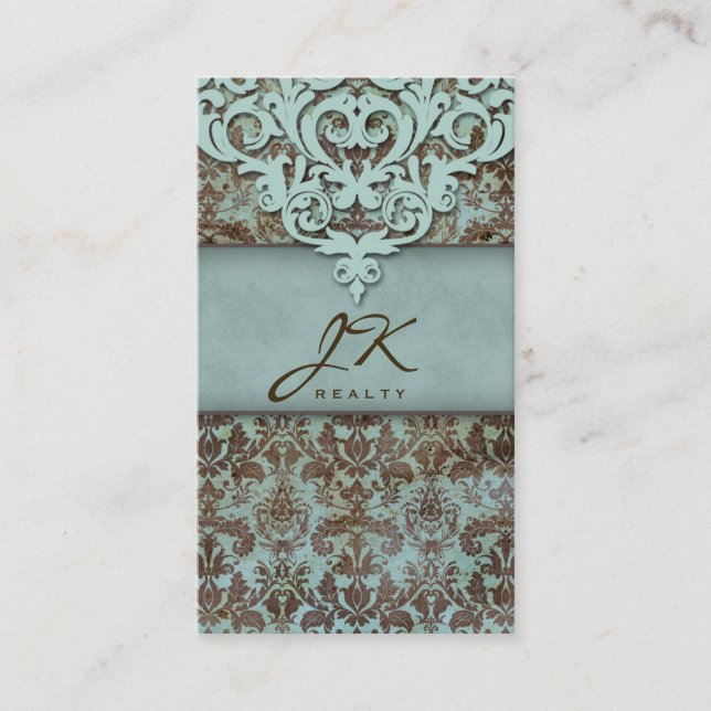 Vintage Damask  Highlights Western Visitenkarte (Vorderseite)
