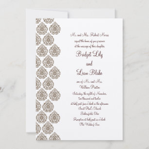 Vintage Damask Hochzeit bei Champagner Einladung