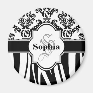 Vintage-Damask-Kühle-Zebrastreifen Magnet